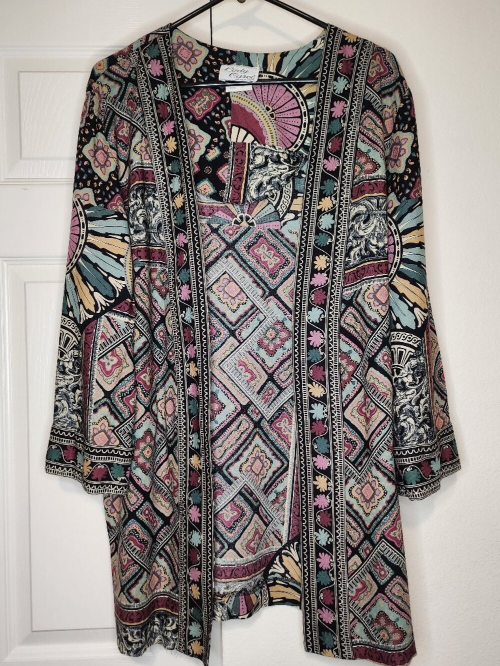 Lady Carol of New York Vintage Open Front Kimono Duster Size 16 Made in USA
